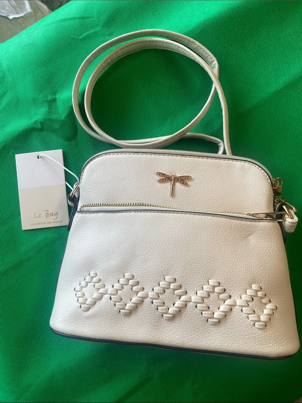 Le Bag - Los Angeles Women's Cream Crossbody Bag with Dragonfly Accent